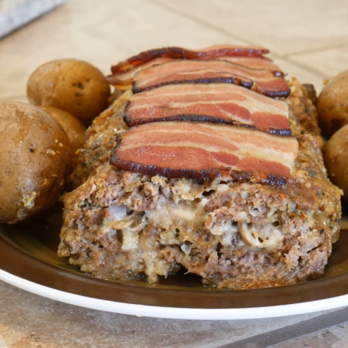 Mushroom Swiss Bacon Meatloaf